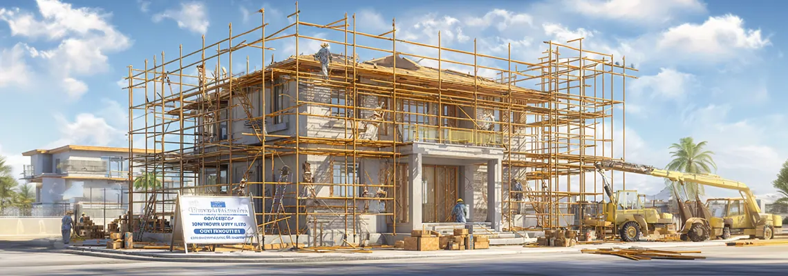 ساخت ویلای دوبلکس با روش سنتی و داربست‌بندی در مرحله نازک‌کاری توسط نیروهای اجرایی.